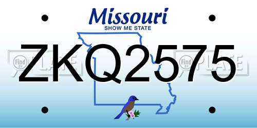 ZKQ2575 Missouri License Plate