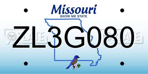ZL3G080 Missouri License Plate