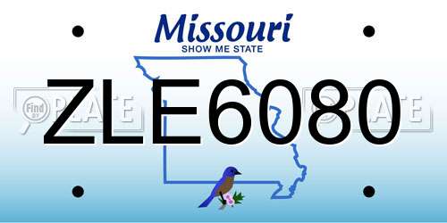 ZLE6080 Missouri License Plate