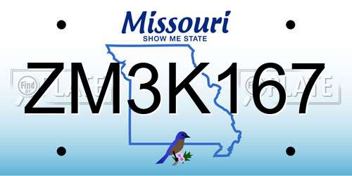 ZM3K167 Missouri License Plate