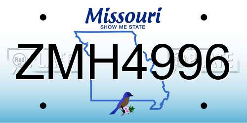 ZMH4996 Missouri License Plate