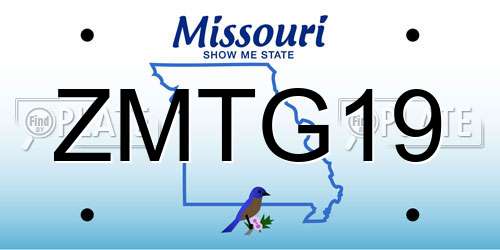 ZMTG19 Missouri License Plate
