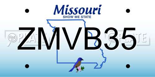 ZMVB35 Missouri License Plate