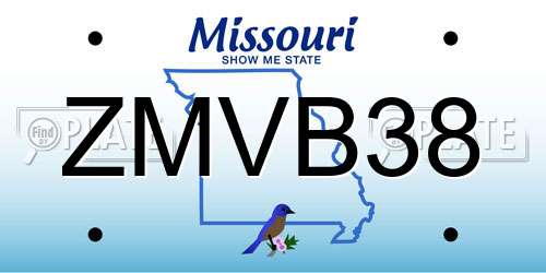 ZMVB38 Missouri License Plate