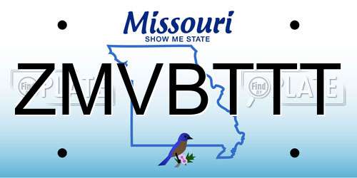 ZMVBTTT Missouri License Plate