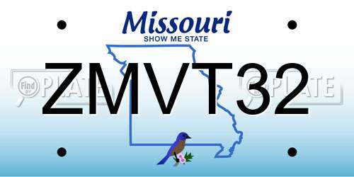 ZMVT32 Missouri License Plate