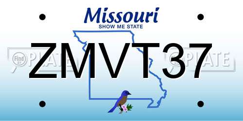 ZMVT37 Missouri License Plate