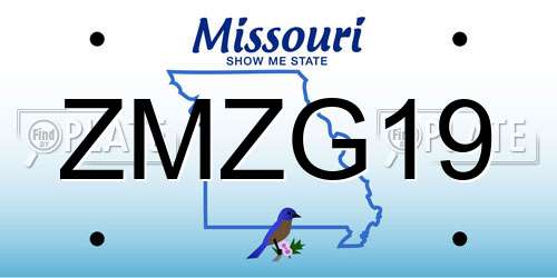ZMZG19 Missouri License Plate