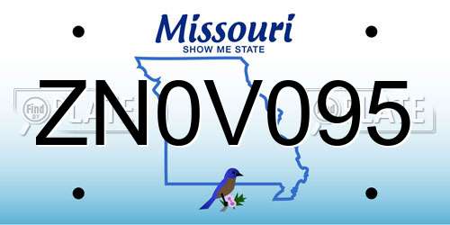 ZN0V095 Missouri License Plate