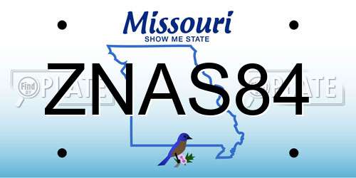 ZNAS84 Missouri License Plate