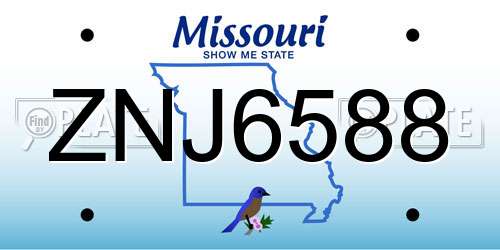 ZNJ6588 Missouri License Plate