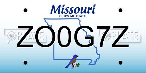 ZO0G7Z Missouri License Plate