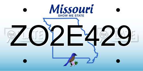 ZO2E429 Missouri License Plate