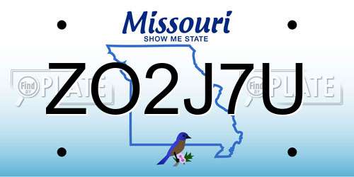 ZO2J7U Missouri License Plate