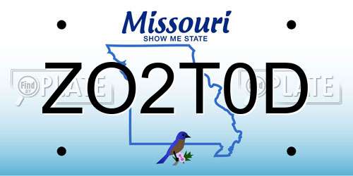 ZO2T0D Missouri License Plate