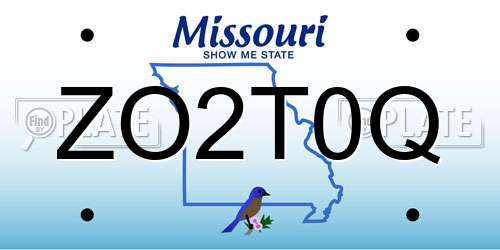 ZO2T0Q Missouri License Plate