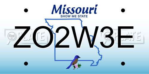 ZO2W3E Missouri License Plate