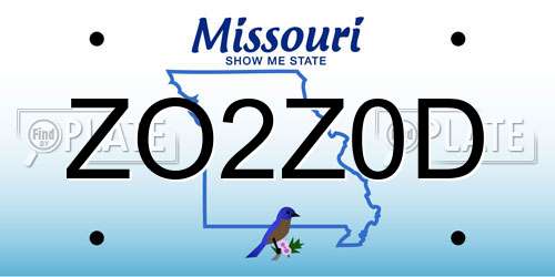 ZO2Z0D Missouri License Plate