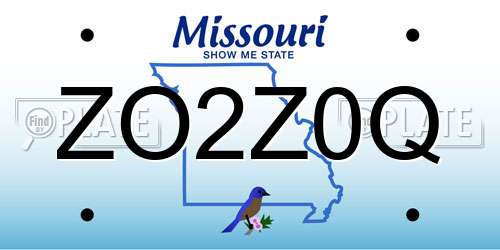 ZO2Z0Q Missouri License Plate