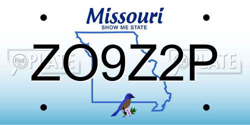 ZO9Z2P Missouri License Plate