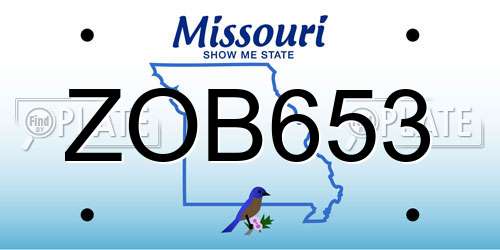 ZOB653 Missouri License Plate
