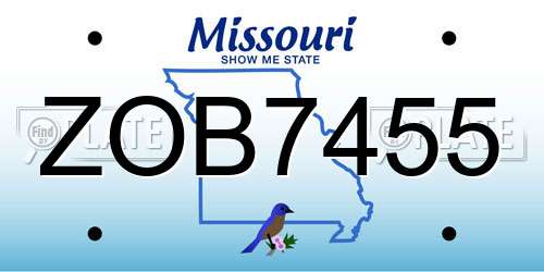 ZOB7455 Missouri License Plate