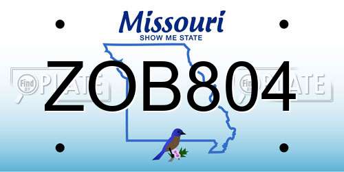 ZOB804 Missouri License Plate