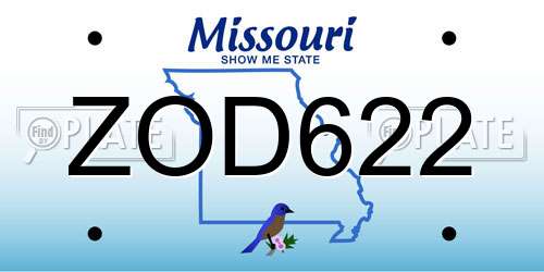 ZOD622 Missouri License Plate