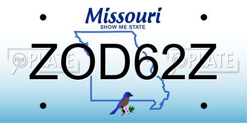 ZOD62Z Missouri License Plate