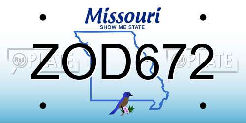 ZOD672 Missouri License Plate
