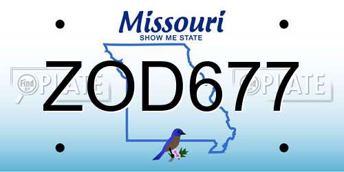 ZOD677 Missouri License Plate