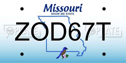 ZOD67T Missouri License Plate