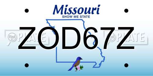 ZOD67Z Missouri License Plate