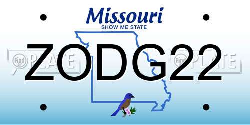 ZODG22 Missouri License Plate