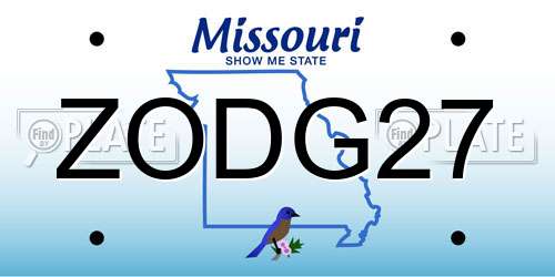 ZODG27 Missouri License Plate