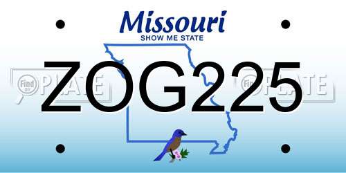 ZOG225 Missouri License Plate