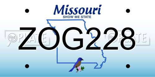 ZOG228 Missouri License Plate