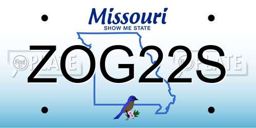 ZOG22S Missouri License Plate