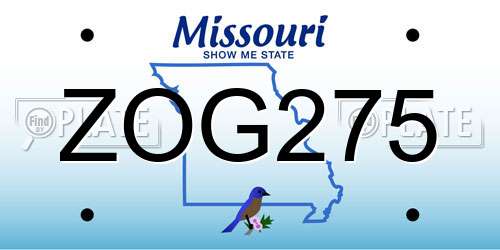 ZOG275 Missouri License Plate