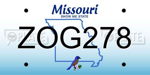 ZOG278 Missouri License Plate