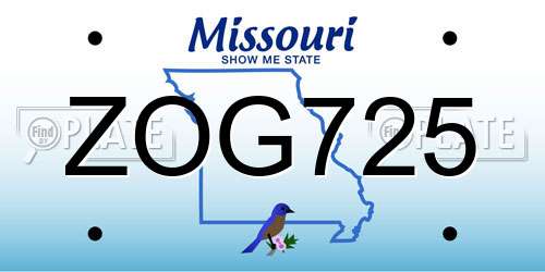 ZOG725 Missouri License Plate