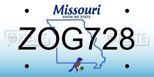 ZOG728 Missouri License Plate