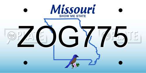 ZOG775 Missouri License Plate