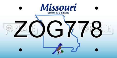 ZOG778 Missouri License Plate