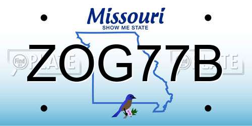 ZOG77B Missouri License Plate