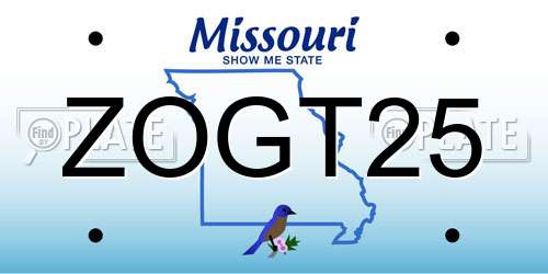 ZOGT25 Missouri License Plate