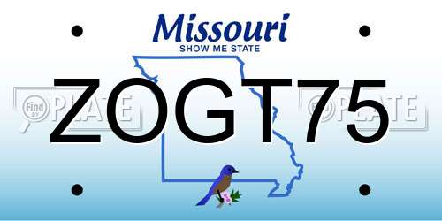ZOGT75 Missouri License Plate