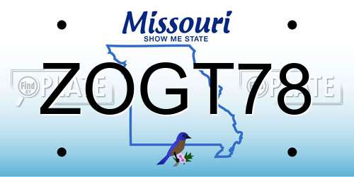 ZOGT78 Missouri License Plate