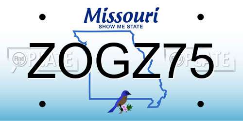 ZOGZ75 Missouri License Plate