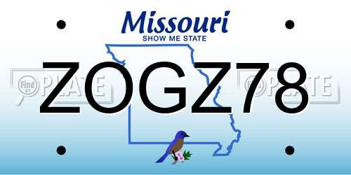 ZOGZ78 Missouri License Plate
